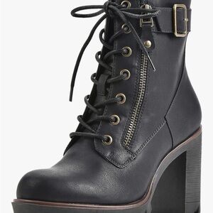White Mountain Black Lace-Up Ankle Boots